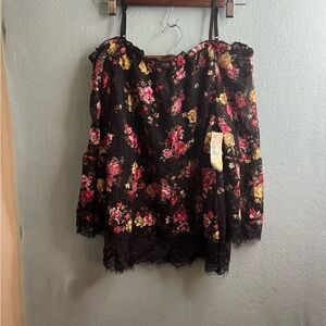 No Boundaries Black Floral Lace Blouse